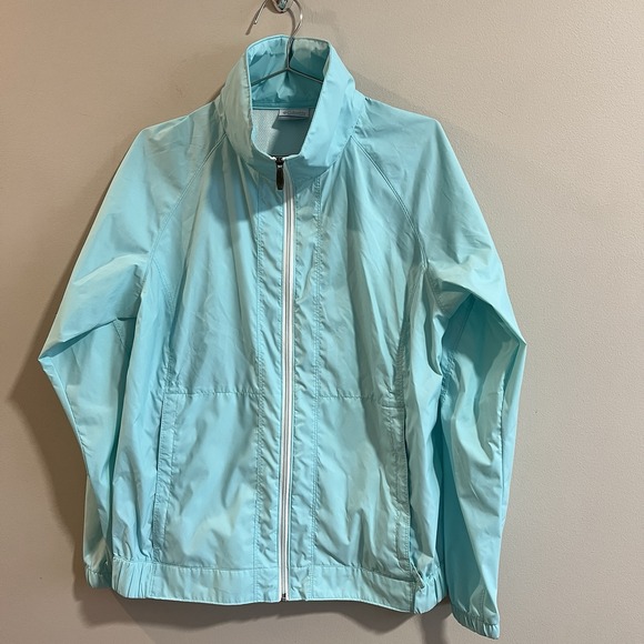 Columbia Jackets & Blazers - Columbia Rain Jacket Women's Waterproof Lightweight Blue Stow Hood SZ L